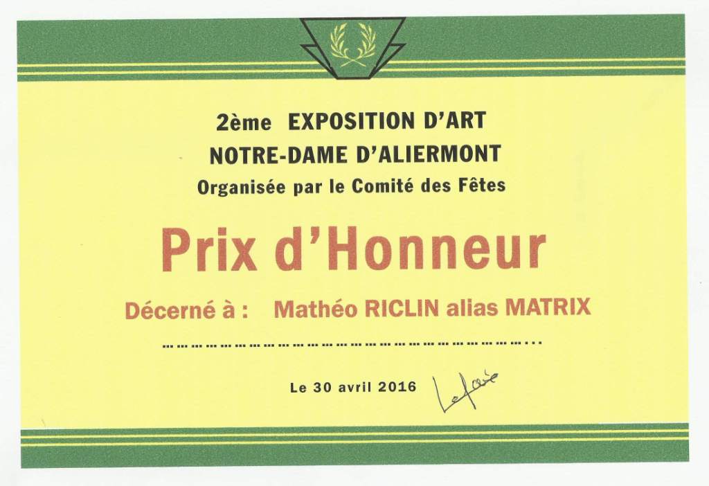 Diplome invite honneur